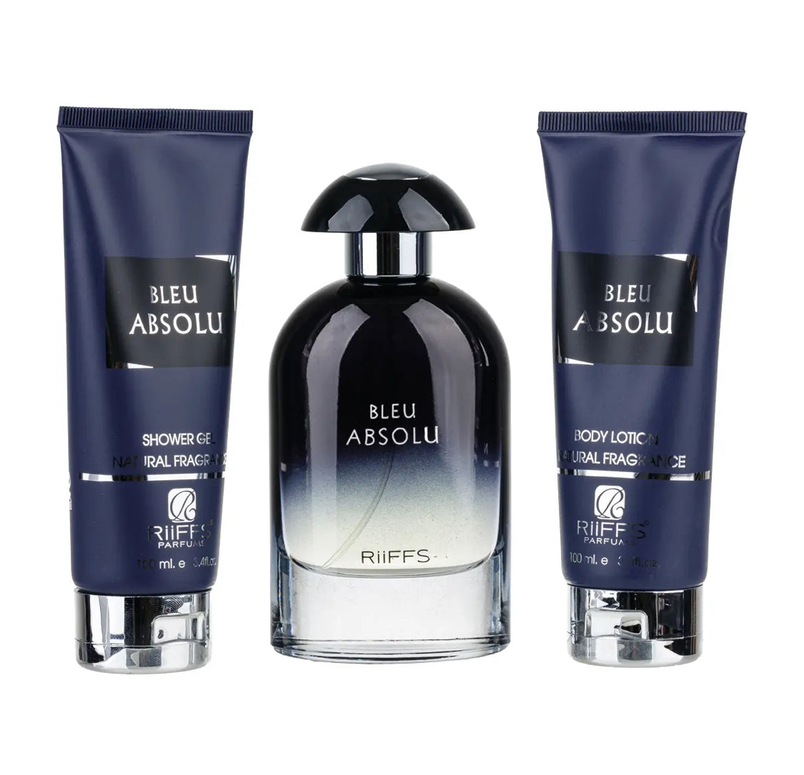 Set Cadou Bleu Absolu Parfum, Gel De Dus, Lotiune de corp, Riiffs
