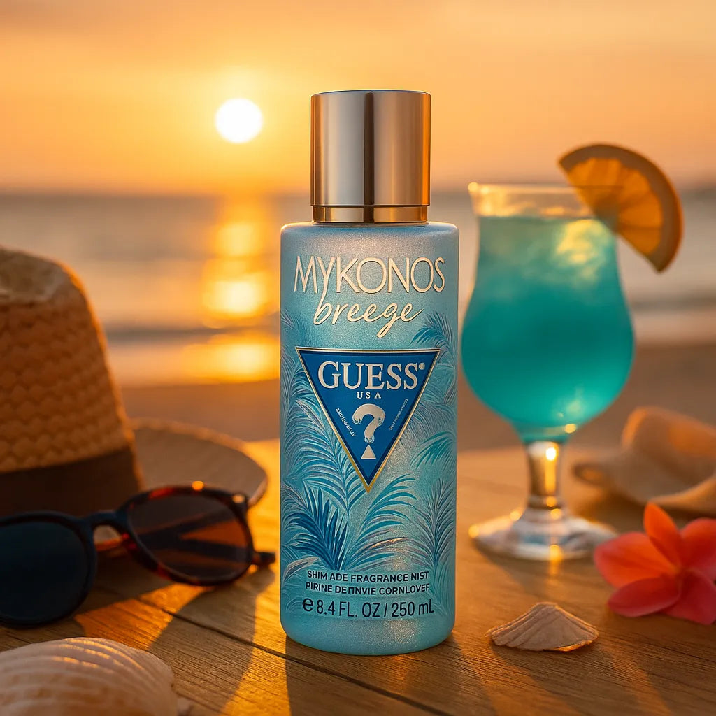 GUESS Mykonos Breeze – Spray corp cu sclipici elegant 250ml